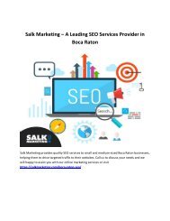 Salk Marketing – A Leading SEO Services Provider in Boca Raton