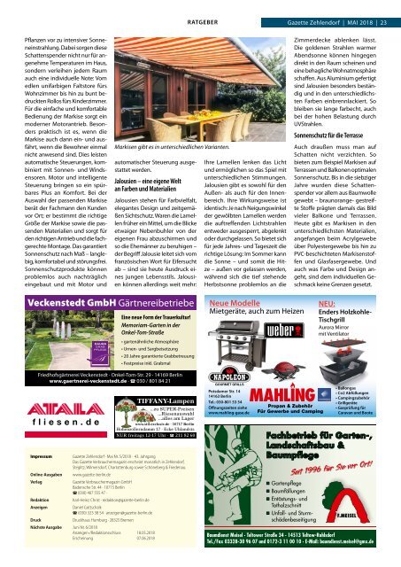 Gazette Zehlendorf Mai 2018