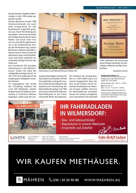 Gazette Wilmersdorf Mai 2018