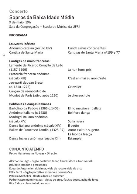 II Seminário de Flauta Doce da UFRJ - Caderno de Programação