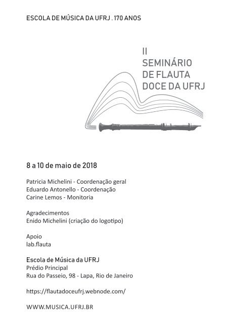 II Seminário de Flauta Doce da UFRJ - Caderno de Programação