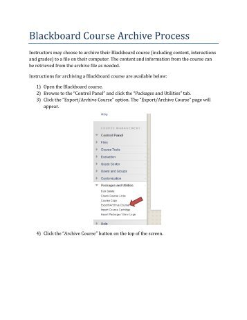 Blackboard Course Archive Process | Cbu Online Christian University