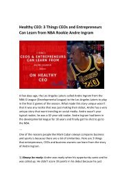 Healthy CEO - 3 Things CEOs and Entrepreneurs Can Learn from NBA Rookie Andre Ingram