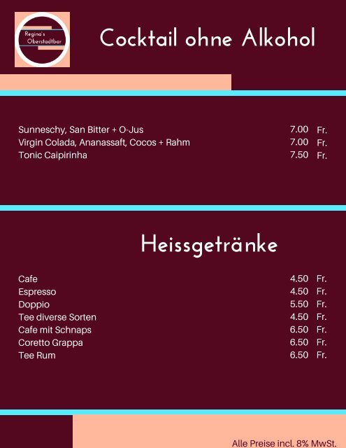  Reginas Oberstadt Bar Lenzburg Preise und Angebote