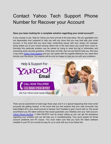 GET EXCELLENT YAHOO TECH SUPPORT AND CUSTOMER SERVICE BY EMAIL EXPERTS