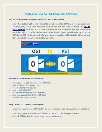 SysInspire OST to PST Converter Software