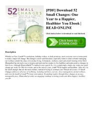 [PDF] Download 52 Small Changes One Year to a Happier  Healthier You Ebook  READ ONLINE