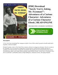 [PDF] Download Surely You're Joking  Mr. Feynman! Adventures of a Curious Character Adventures of a Curious Character Ebook  READ ONLINE