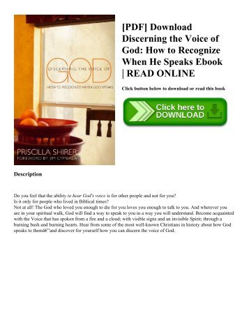 [PDF] Download Discerning the Voice of God How to Recognize When He Speaks Ebook  READ ONLINE