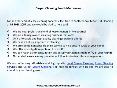 Carpet Cleaning South Melbourne