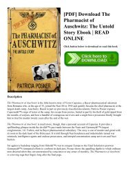 [PDF] Download The Pharmacist of Auschwitz The Untold Story Ebook  READ ONLINE