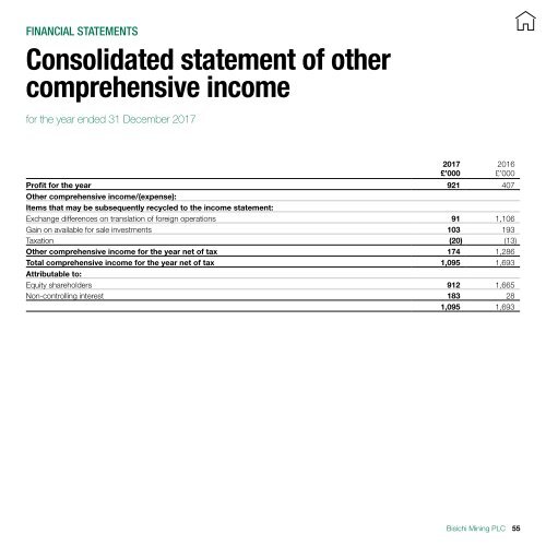 BISICHI MINING PLC ANNUAL REPORT 2017