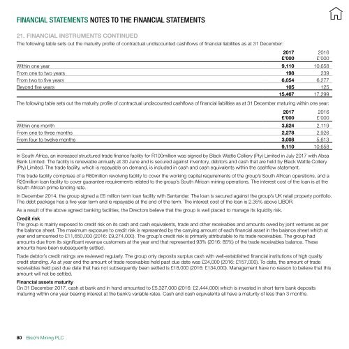 BISICHI MINING PLC ANNUAL REPORT 2017