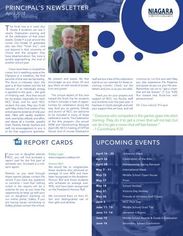 Principal's Newsletter April 2018