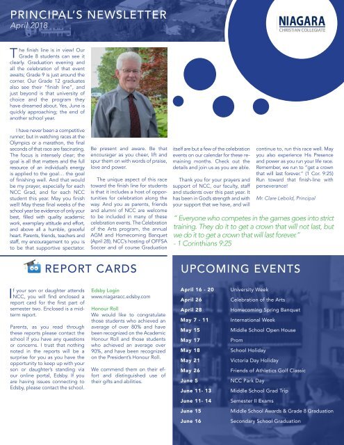 Principal's Newsletter April 2018