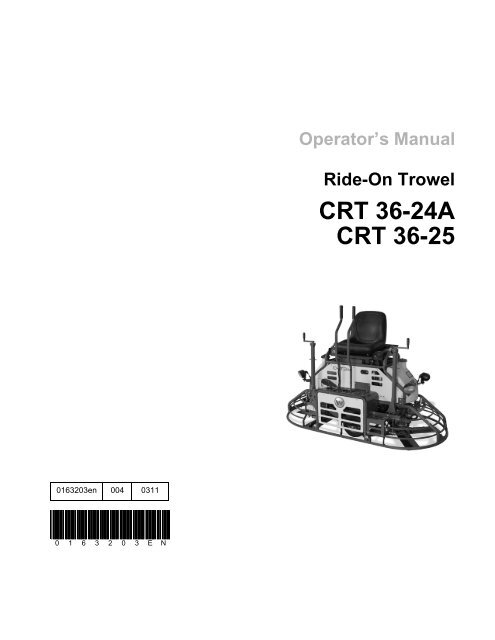 CRT 36-24A/25 Maintenance - Wacker Neuson