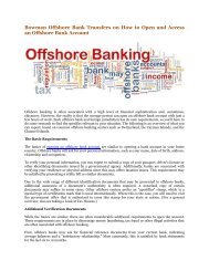 Bowman Offshore Bank Transfers On How To Open And Access An