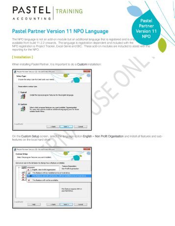 Pastel Partner Version 11 NPO Language - Softline Pastel