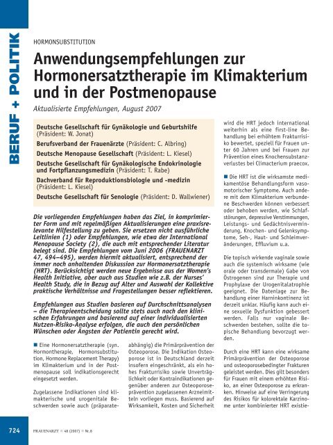 Anwendungsempfehlungen zur Hormonersatztherapie im ...
