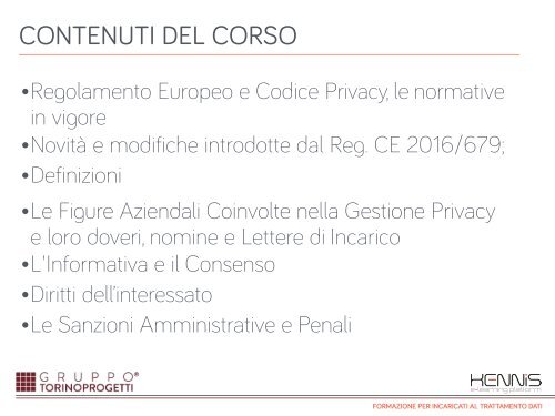 Formazione per incaricati della privacy