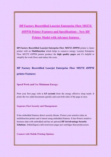 HP Factory Recertified Laserjet Enterprise Flow M5