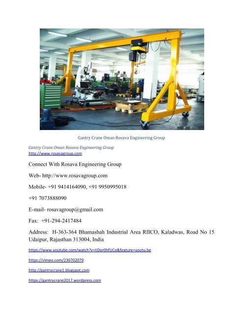 Gantry Crane Oman Rosava Engineering Group