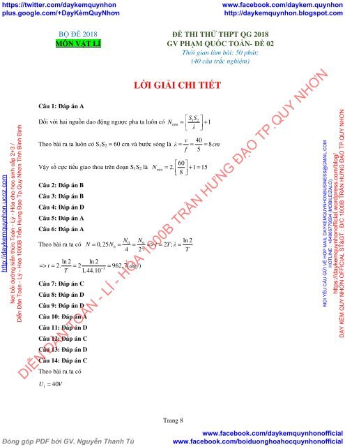 Bộ đề thi thử THPT QG 2018 Các môn TOÁN - LÍ - HÓA Các trường THPT Cả nước CÓ HƯỚNG DẪN GIẢI (Lần 19) [DC02052018]