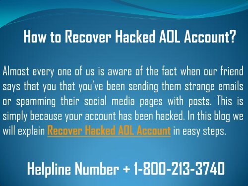 How to Recover Hacked AOL Account? 1-800-213-3740 