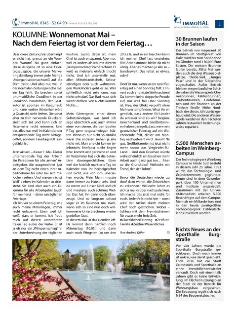 Hallesche Immobilienzeitung Ausgabe 73 Mai 2018