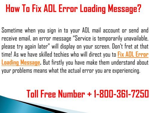 How to Fix AOL Error Loading Message? 1-800-361-7250 