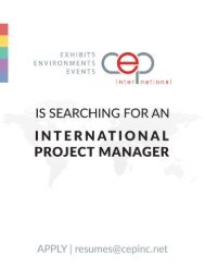International Project Manager Posting 2018 (CEP)