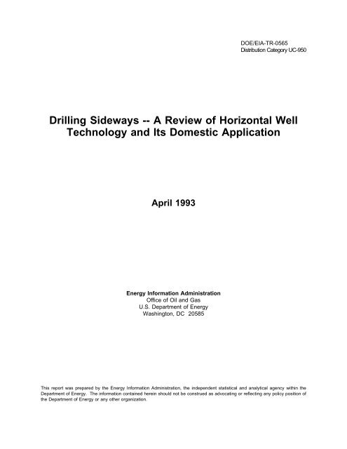 Drilling Sideways -- A Review of Horizontal Well Technology ... - EIA