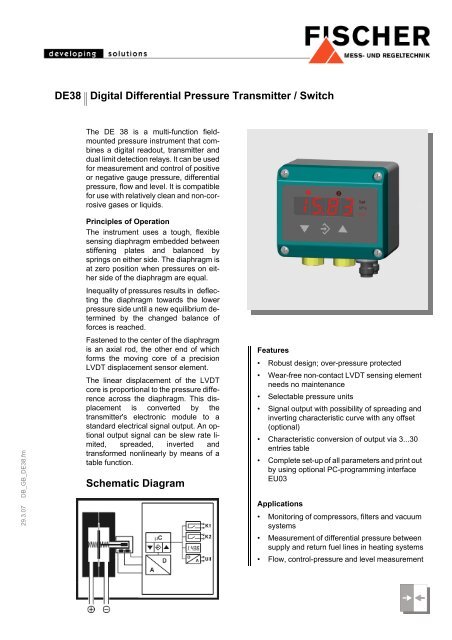 Schematic Diagram DE38 Digital Differential Pressure Transmitter ...