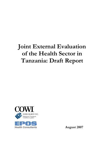 Joint External Evaluation of the Health Sector in Tanzania: Draft ...