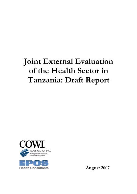 Joint External Evaluation of the Health Sector in Tanzania: Draft ...