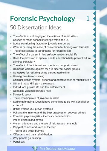 Forensic Psychology Dissertation Ideas