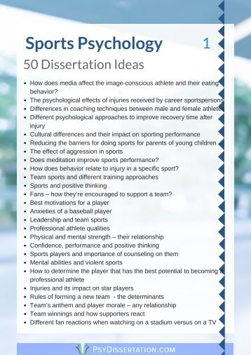 Sport Psychology Dissertation Ideas