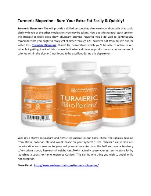 Turmeric Bioperine - Get Rid Of The Heavyweight Problem!