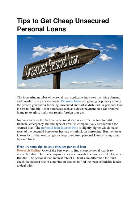 Tips to Get Cheap Unsecured Personal Loans