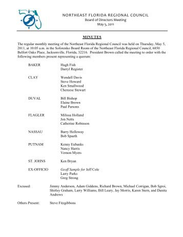 May 2011 Board Meeting Minutes - Northeast Florida Regional ...