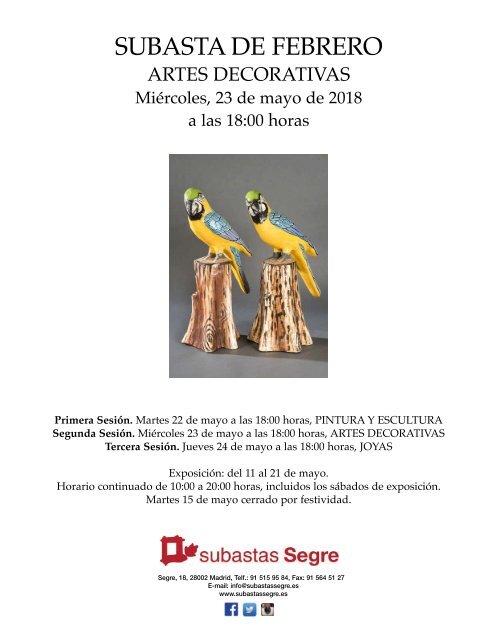 Subasta artes decorativas Mayo 2018