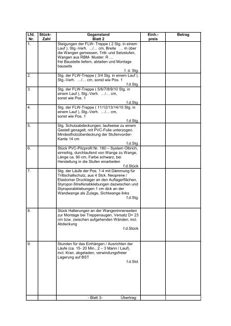 Lfd. Nr. Stück- Zahl Gegenstand ... - Rehburger Beton