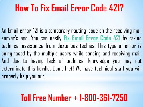 How to Fix Email Error Code 421? 1-800-361-7250 