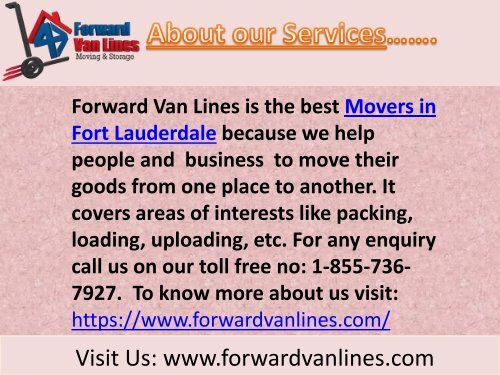 Movers in Fortlauderdale | Forward Van Lines, Fort Lauderdale, USA