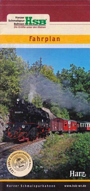Aktuelle Fahrpläne der Harzer Schmalspurbahn