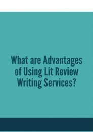 What are Advantages of Using Lit Review Writing Services