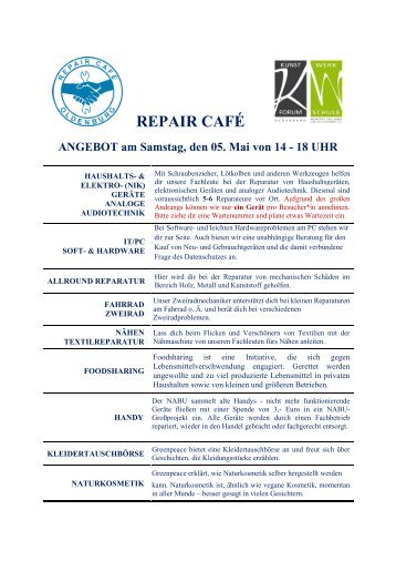 Angebot REPAIR CAFÉ 05.05.2018 Rosenstraße(1)