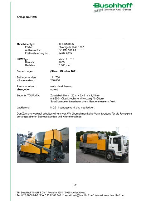 Anlage Nr.: 1496 Maschinentyp - Th. Buschhoff GmbH & Co.