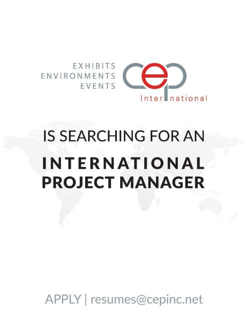 International Project Manager Posting 2018