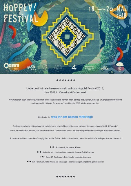 Info Gäste Hoppla! Festival